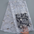 [codex-media-0] African Mesh Lace Fabric, French Net Lace Fabric with Sequins for Sewing Wedding/Party/Prom Dresses image 1