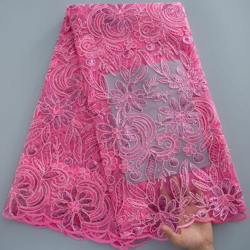 [codex-media-4] African Mesh Lace Fabric, French Net Lace Fabric with Sequins for Sewing Wedding/Party/Prom Dresses image 5