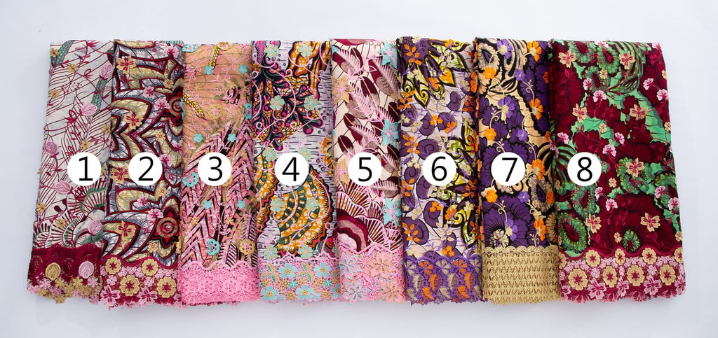 [codex-media-17] African Wax Lace Fabric, Nigerian Embroidery Lace Fabric for Sewing  Women Wedding/Party/Prom Dresses image 18