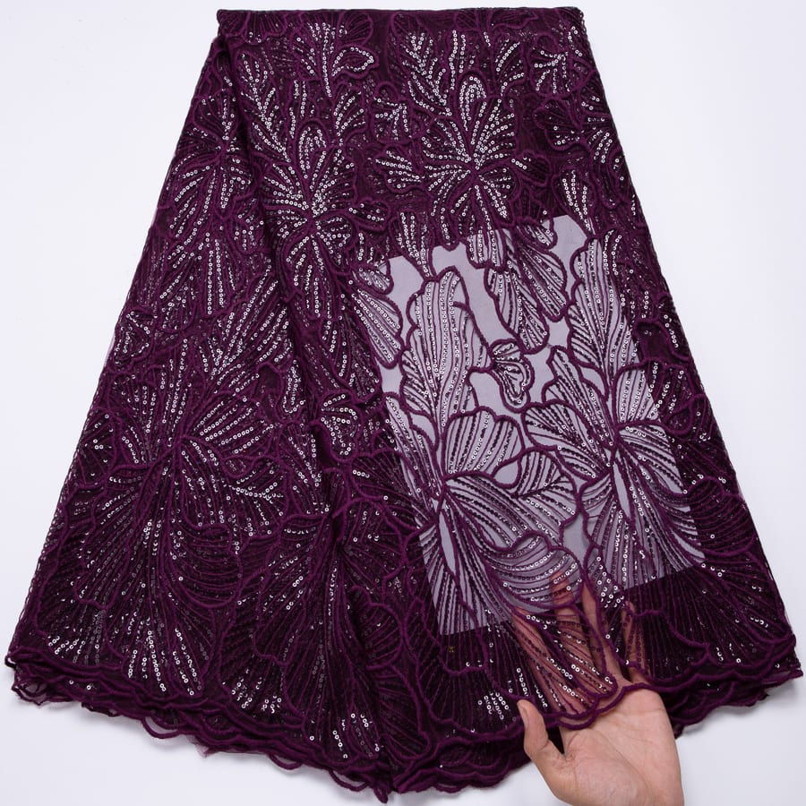 [codex-media-3] African Mesh Lace Fabric, French Net Lace Fabric with Sequins for Sewing Wedding/Party/Prom Dresses image 4