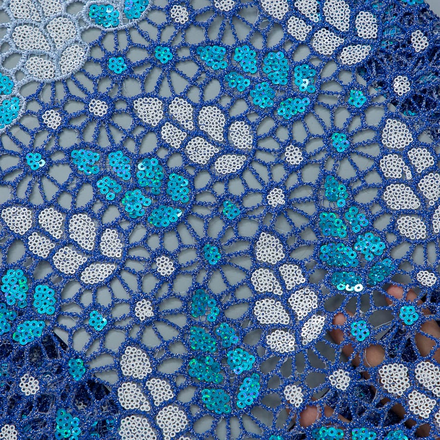 [codex-media-8] Afarican Guipure Cord Lace Fabric with Sequins, Nigerian Water Soluble Lace Fabric for Sewing Party Dresses image 9
