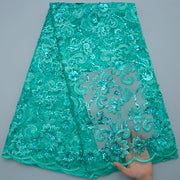[codex-media-4] French Mesh Lace Fabric, African Net Lace Fabric with Sequins for Sewing Wedding/Party/Prom Dresses image 5