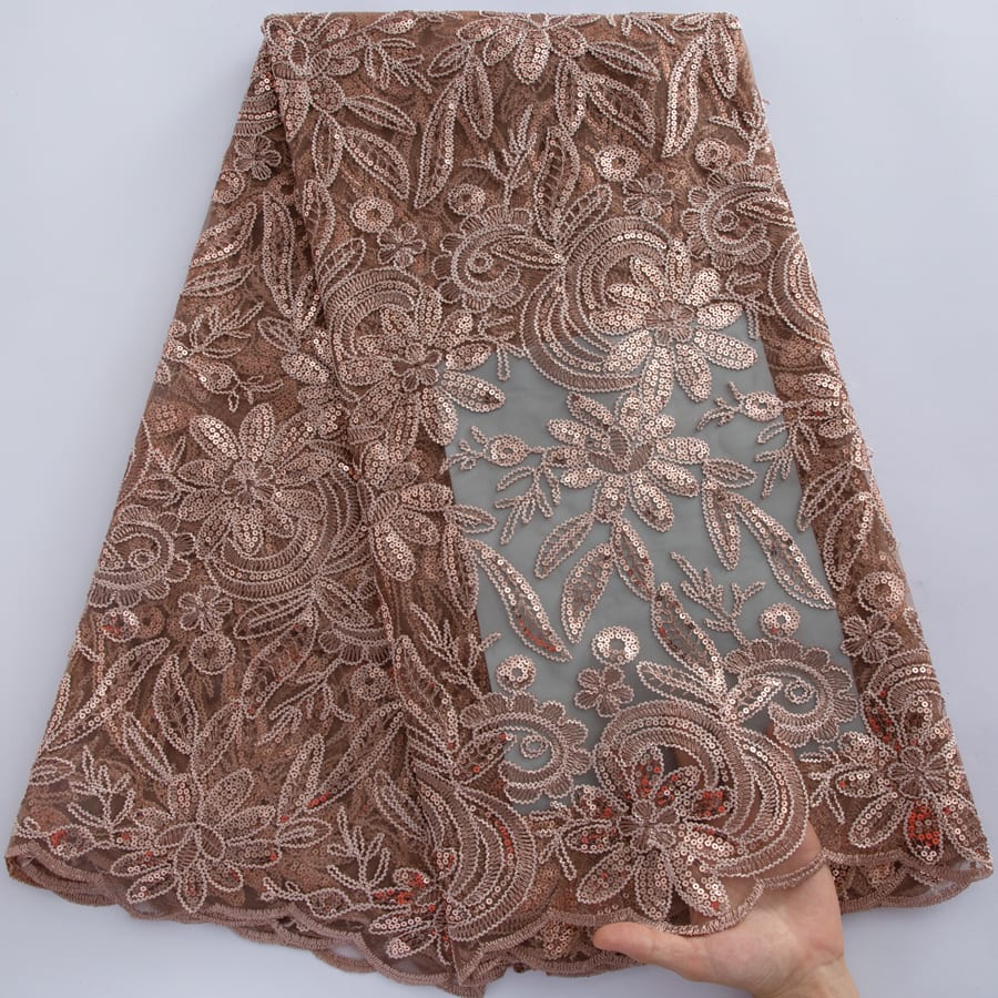 [codex-media-14] African Mesh Lace Fabric, French Net Lace Fabric with Sequins for Sewing Wedding/Party/Prom Dresses image 15