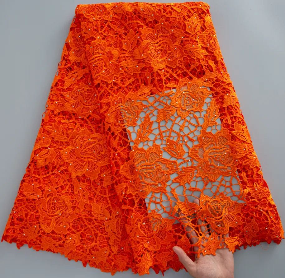 [codex-media-0] Orange Guipure Cord Lace Fabric 5 Yards | 4944 image 1