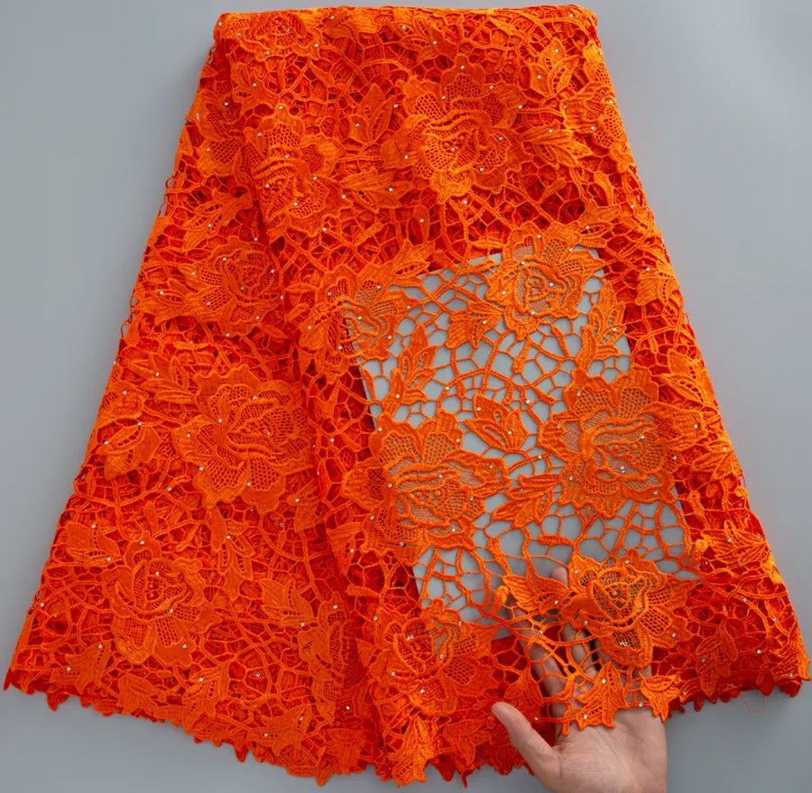 [codex-media-0] Orange Guipure Cord Lace Fabric 5 Yards | 4944 image 1