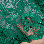 [codex-media-6] Pure African Guipure Cord Lace Fabric with Rhinestones, Nigerian Water Soluble Lace Fabric for Sewing Wedding Party Dresses image 7