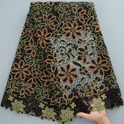 [codex-media-11] Afarican Guipure Cord Lace Fabric with Rhinestones, Nigerian Water Soluble Lace Fabric for Sewing Party Dresses image 12