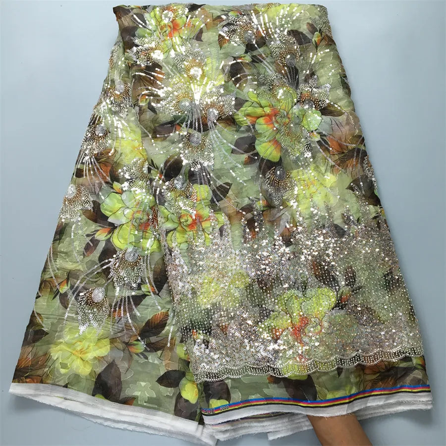 [codex-media-0] Green African Mesh Lace Fabric 5 Yards | 4947 image 1