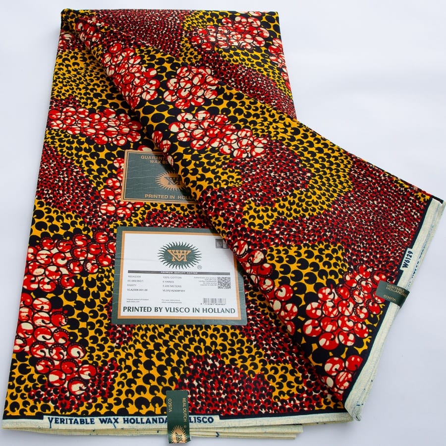 [codex-media-1] African Wax Print Fabric 100% Cotton - Golden Glitter Wax Cloth - Ankara Super Wax Fabric 5.49 meter Per Piece, 100% Cotton Nigerian Ghanaian Fashion - Soft Handmade Fabric for Women's Wedding Dresses, Party Gowns, and Sewing Materials image 2