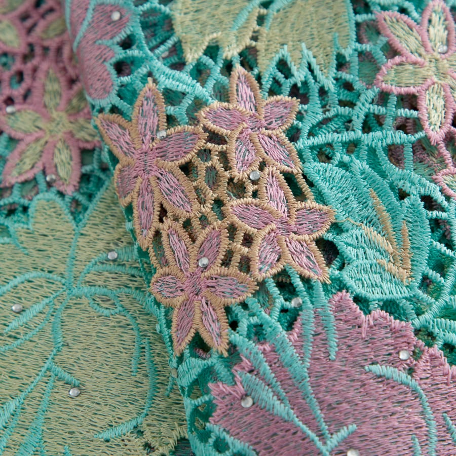 [codex-media-16] Guipure Cord Lace Fabric with Rhinestones | 5 Yards/pc Nigerian Water Soluble Lace Fabric image 17