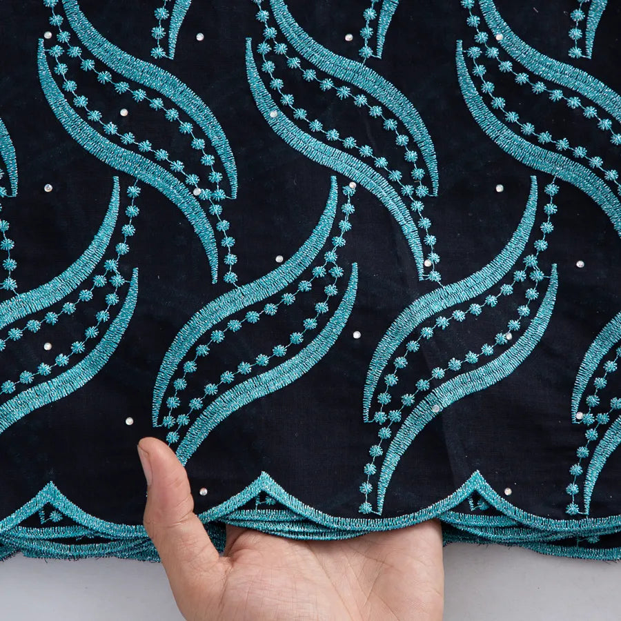 [codex-media-15] Swiss Voile Lace Fabric with Rhinestones | 5 Yards/pc African Cotton Lace Fabric image 16