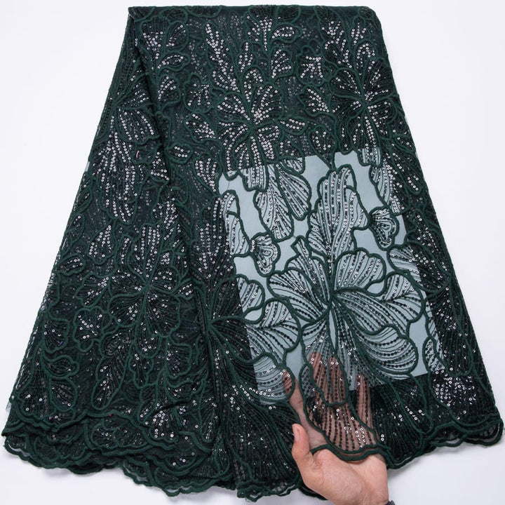 [codex-media-0] African Mesh Lace Fabric, French Net Lace Fabric with Sequins for Sewing Wedding/Party/Prom Dresses image 1