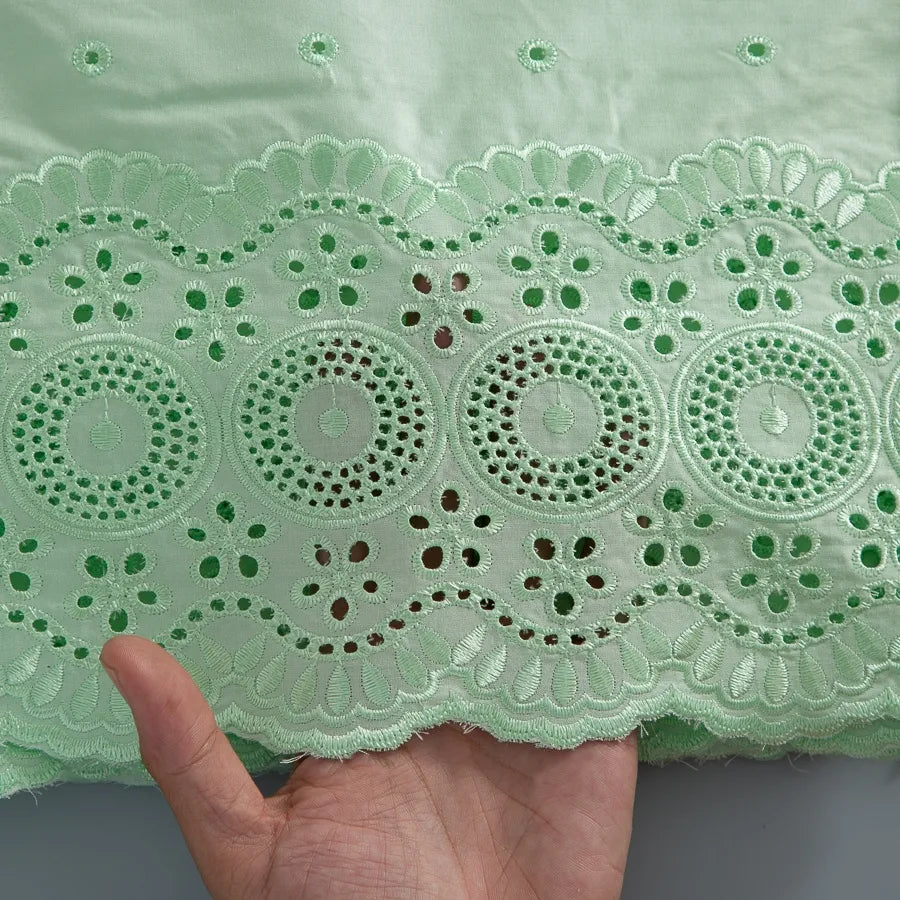 [codex-media-8] Navy Blue Embroidered Eyelet (Circular & Floral Cutout Motifs) Swiss Voile Lace Fabric 5 Yards | 4930 image 9