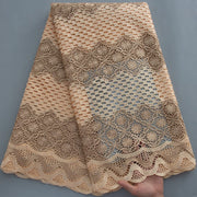 [codex-media-13] Golden Guipure Cord Lace Fabric with Rhinestones | 5 Yards/pc Nigerian Water Soluble Lace Fabric image 14
