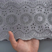 [codex-media-18] Navy Blue Embroidered Eyelet (Circular & Floral Cutout Motifs) Swiss Voile Lace Fabric 5 Yards | 4930 image 19