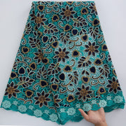 [codex-media-2] Guipure Cord Lace Fabric with Rhinestones | 5 Yards/pc Nigerian Water Soluble Lace Fabric image 3