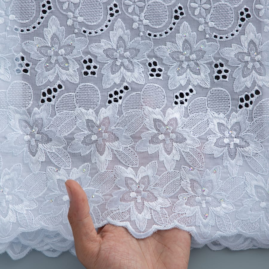 [codex-media-16] Swiss Voile Lace Fabric with Rhinestones, African Cotton Lace Fabric for Sewing Wedding Party/Prom Dresses image 17