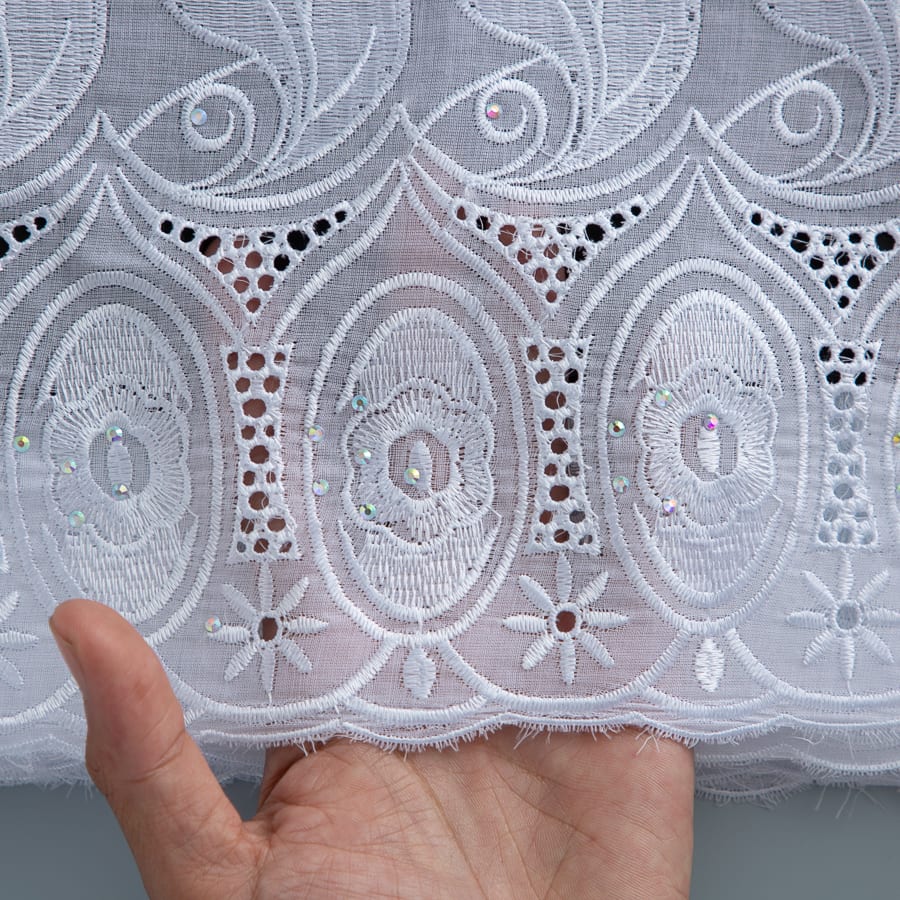 [codex-media-15] Swiss Voile Lace Fabric with Rhinestones, African Cotton Lace Fabric for Sewing Wedding Party/Prom Dresses image 16