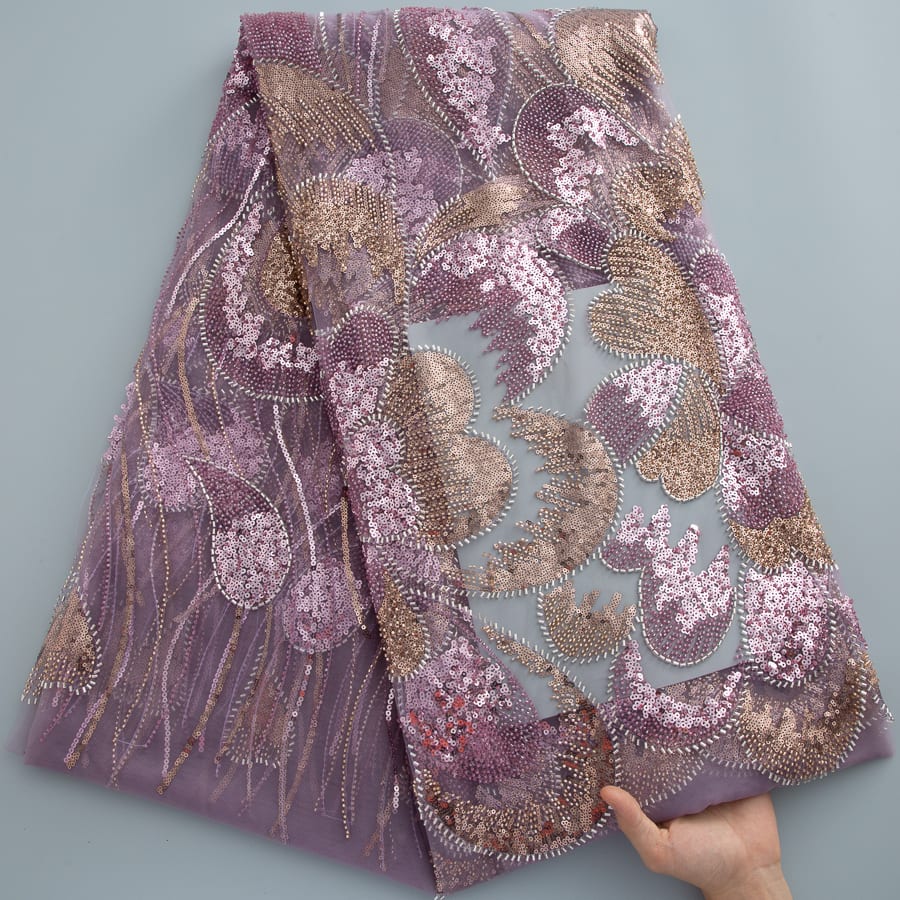 [codex-media-12] French Mesh Lace Fabric with Beads and Sequins, African Lace Fabric for Sewing Wedding Party Dresses image 13