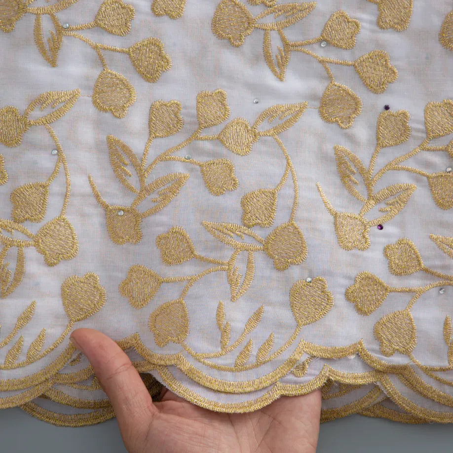 [codex-media-1] White +Gold Swiss Voile Lace Fabric 5 Yards | 4939 image 2