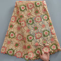 [codex-media-0] Guipure Cord Lace Fabric with Rhinestones | 5 Yards/pc Nigerian Water Soluble Lace Fabric image 1