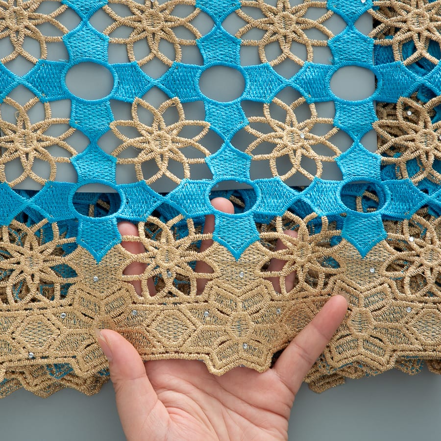 African Guipure Cord Lace Fabric with Rhinestones image 14