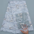[codex-media-0] African Mesh Lace Fabric, French Net Lace Fabric with Sequins for Sewing Wedding/Party/Prom Dresses image 1
