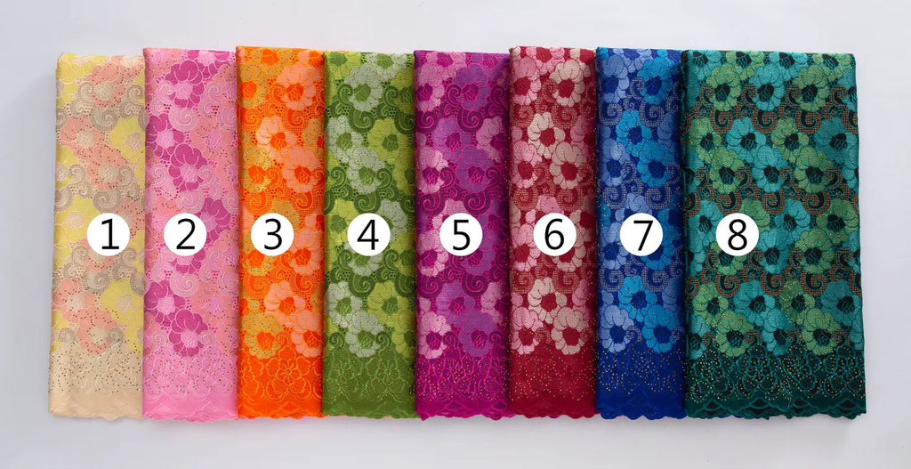 [codex-media-3] 5 Yards/pc Swiss Voile Lace Fabric with Rhinestones, African Cotton Lace Fabric for Sewing Women Wedding Party Dresses image 4