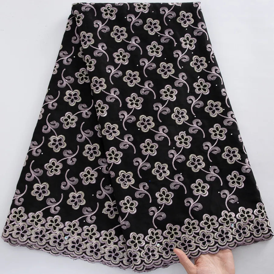 [codex-media-15] Swiss Voile Lace Fabric with Rhinestones | 5 Yards/pc African Cotton Lace Fabric image 16