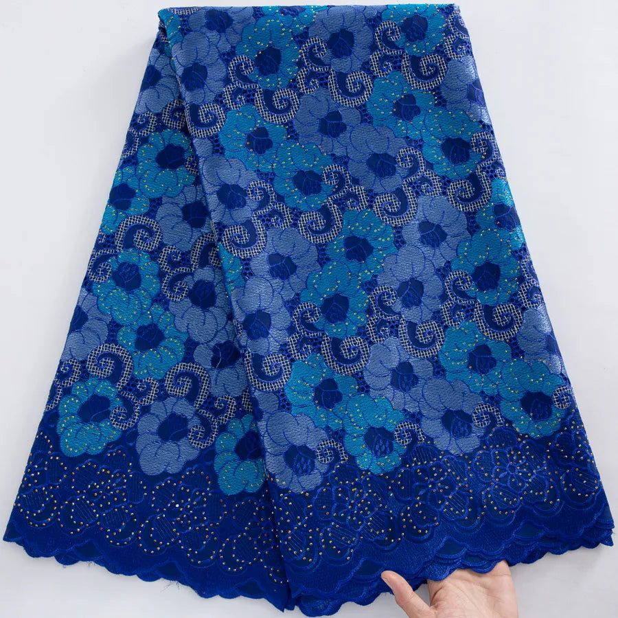 [codex-media-14] 5 Yards/pc Swiss Voile Lace Fabric with Rhinestones, African Cotton Lace Fabric for Sewing Women Wedding Party Dresses image 15