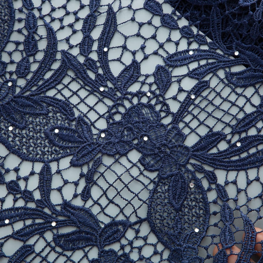 [codex-media-12] Pure African Guipure Cord Lace Fabric with Rhinestones, Nigerian Water Soluble Lace Fabric for Sewing Wedding Party Dresses image 13