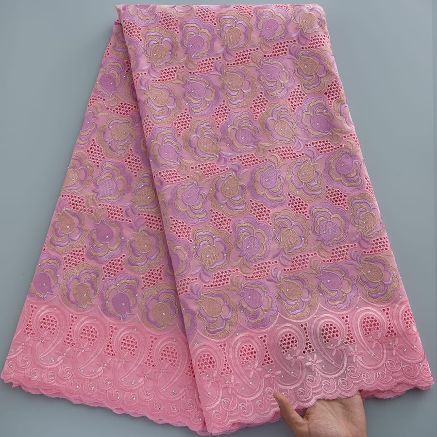 [codex-media-16] Swiss Voile Lace Fabric with Rhinestones | 5 Yards/pc African Cotton Lace Fabric image 17