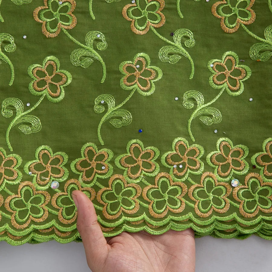 [codex-media-10] Swiss Voile Lace Fabric with Rhinestones | 5 Yards/pc African Cotton Lace Fabric image 11