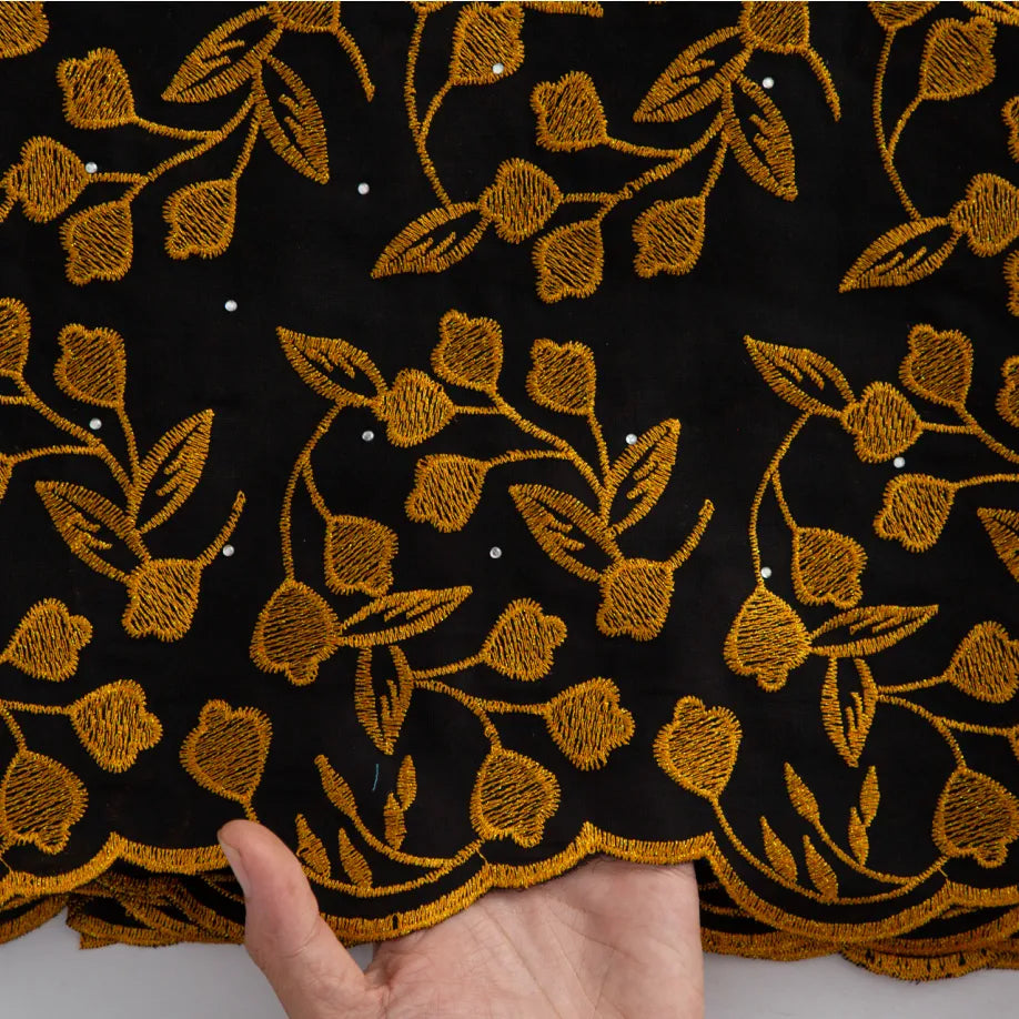 [codex-media-17] White +Gold Swiss Voile Lace Fabric 5 Yards | 4939 image 18