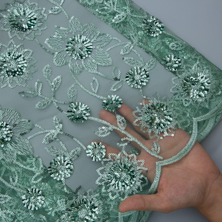 [codex-media-11] French Mesh Lace Fabric, African Net Lace Fabric with Sequins for Sewing Wedding/Party/Prom Dresses image 12