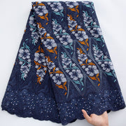 [codex-media-0] Swiss Voile Lace Fabric with Rhinestones | 5 Yards/pc African Cotton Lace Fabric image 1