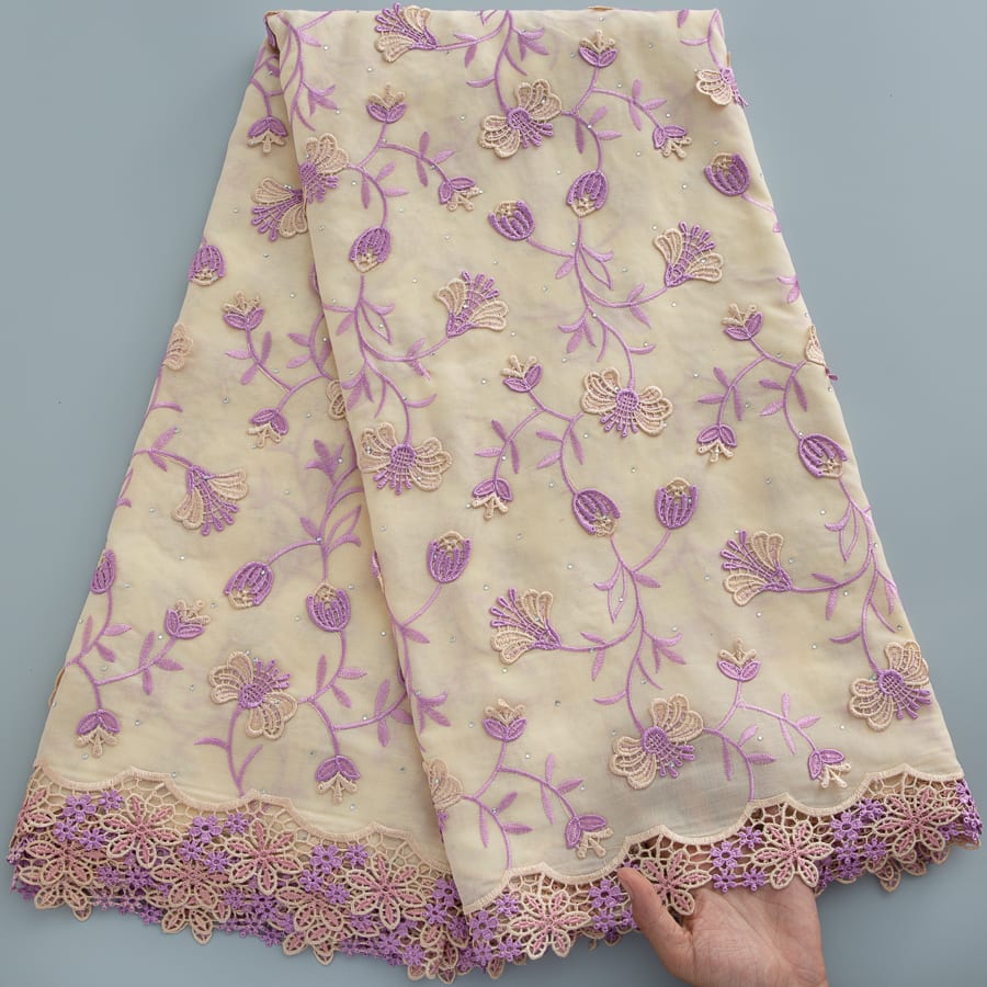 [codex-media-18] Swiss Voile Lace Fabric with Rhinestones, African Cotton 3D Embroidery Lace Fabric for Sewing Wedding Party/Prom Dresses  image 19