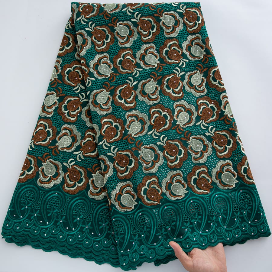 [codex-media-6] Swiss Voile Lace Fabric with Rhinestones | 5 Yards/pc African Cotton Lace Fabric image 7