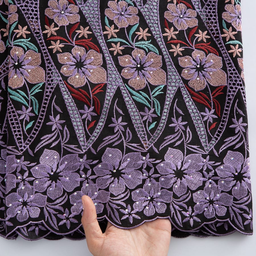 [codex-media-3] Swiss Voile Lace Fabric with Rhinestones | 5 Yards/pc African Cotton Lace Fabric image 4