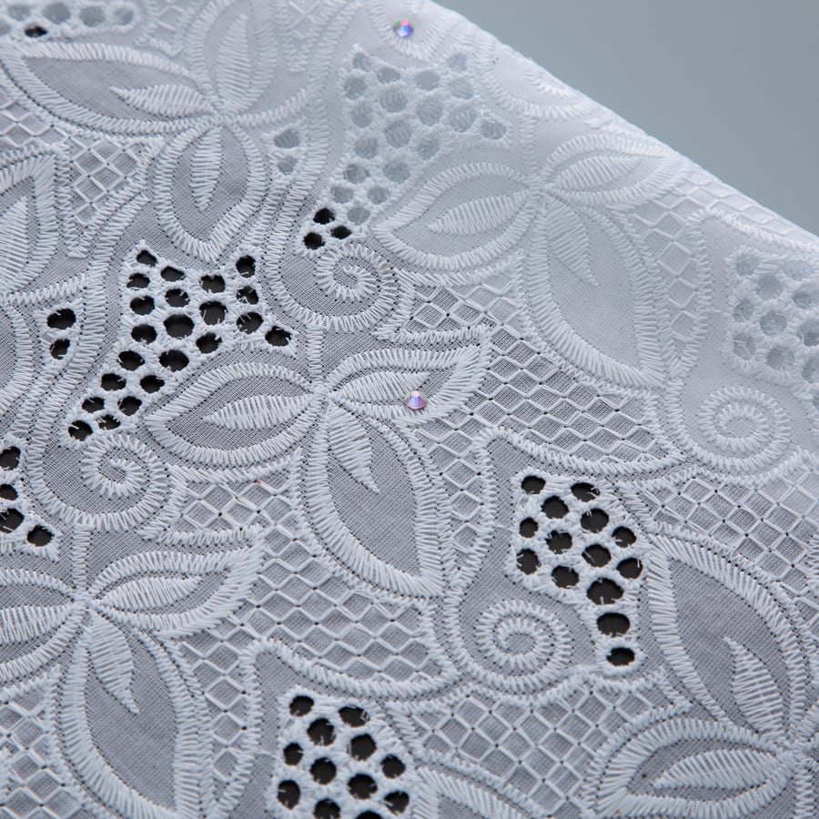 [codex-media-4] White Swiss Voile Lace Fabric with Rhinestones, African Cotton Lace Fabric for Sewing Wedding Party Dresses image 5