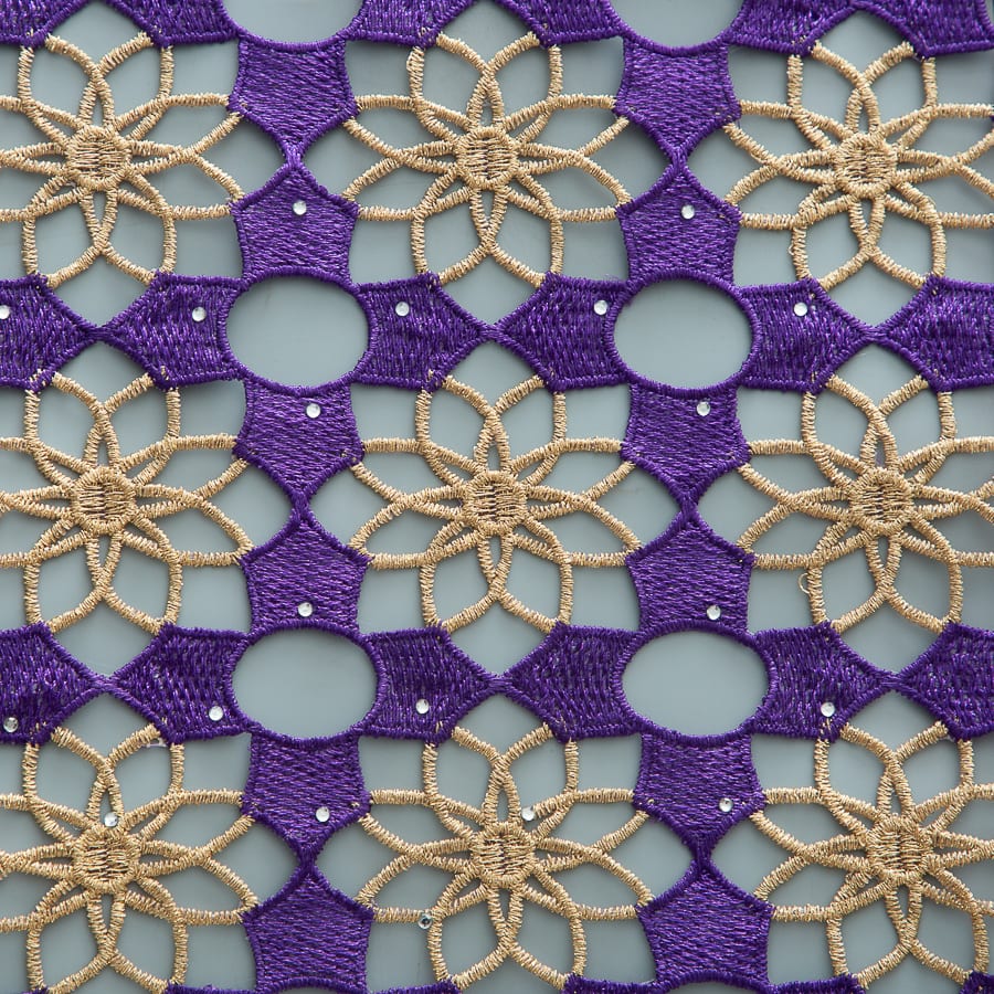 African Guipure Cord Lace Fabric with Rhinestones image 16