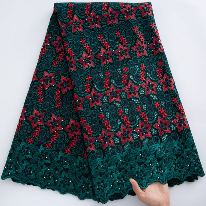 [codex-media-1] Swiss Voile Lace Fabric with Rhinestones, African Cotton Lace Fabric for Sewing Wedding Party/Prom Dresses image 2