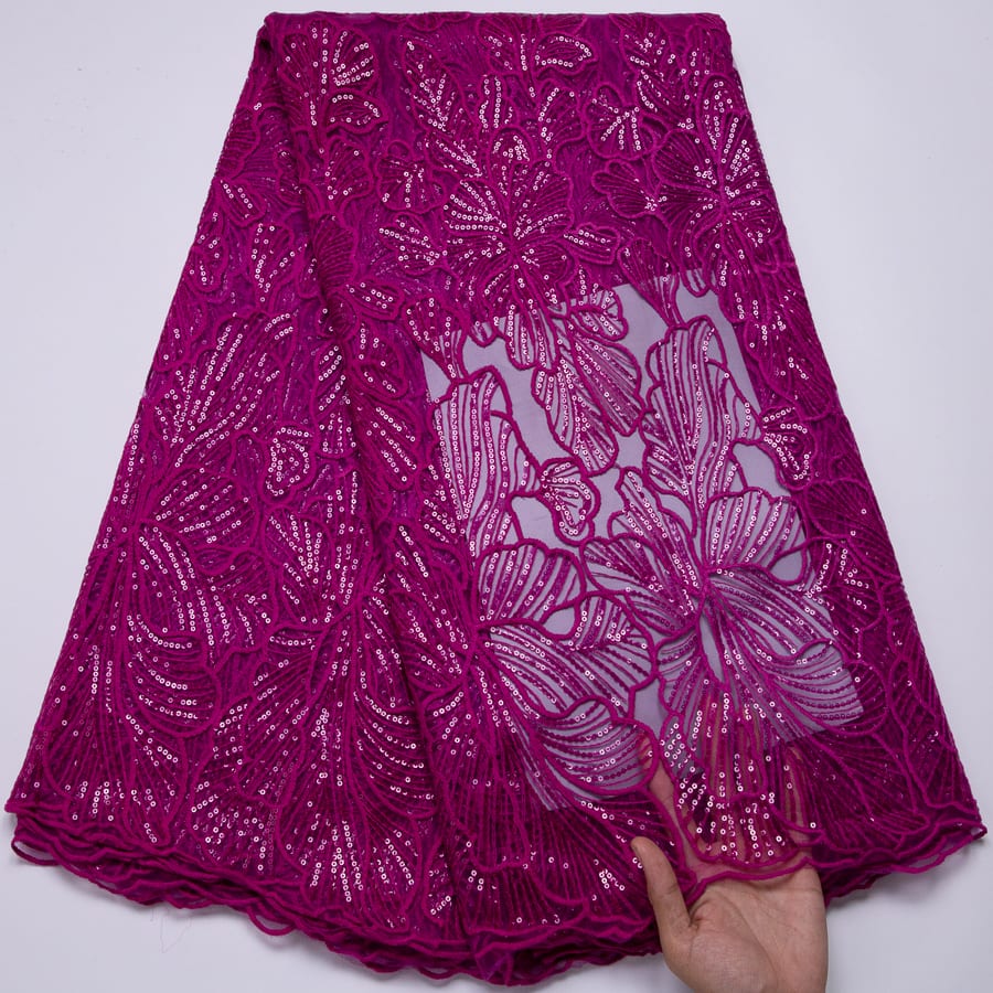 [codex-media-11] African Mesh Lace Fabric, French Net Lace Fabric with Sequins for Sewing Wedding/Party/Prom Dresses image 12