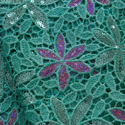 [codex-media-9] African Guipure Cord Lace Fabric with Sequins, Nigerian Water Soluble Lace Fabric for Sewing Wedding Party Dresses image 10