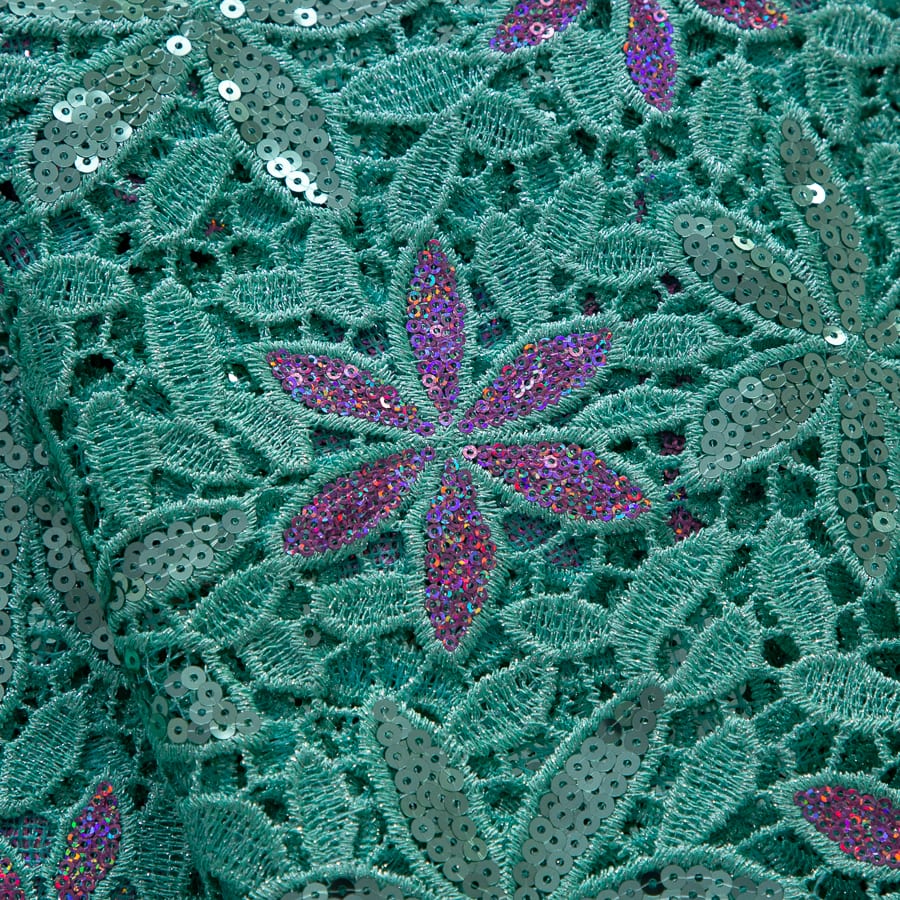 [codex-media-9] African Guipure Cord Lace Fabric with Sequins, Nigerian Water Soluble Lace Fabric for Sewing Wedding Party Dresses image 10
