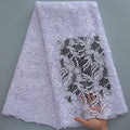 [codex-media-1] Pure African Guipure Cord Lace Fabric with Rhinestones, Nigerian Water Soluble Lace Fabric for Sewing Wedding Party Dresses image 2