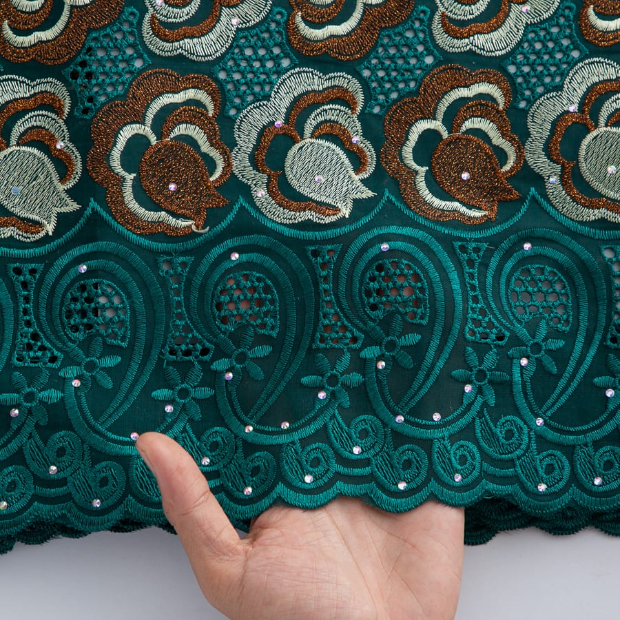 [codex-media-5] Swiss Voile Lace Fabric with Rhinestones | 5 Yards/pc African Cotton Lace Fabric image 6
