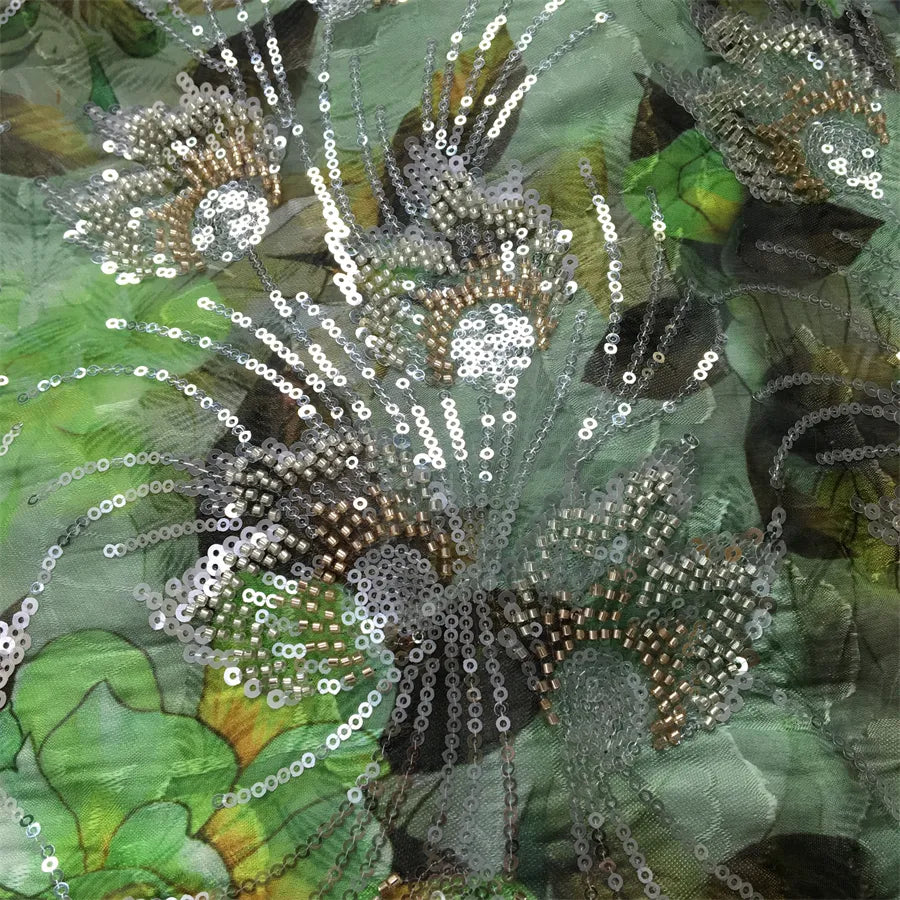 [codex-media-1] Green African Mesh Lace Fabric 5 Yards | 4947 image 2