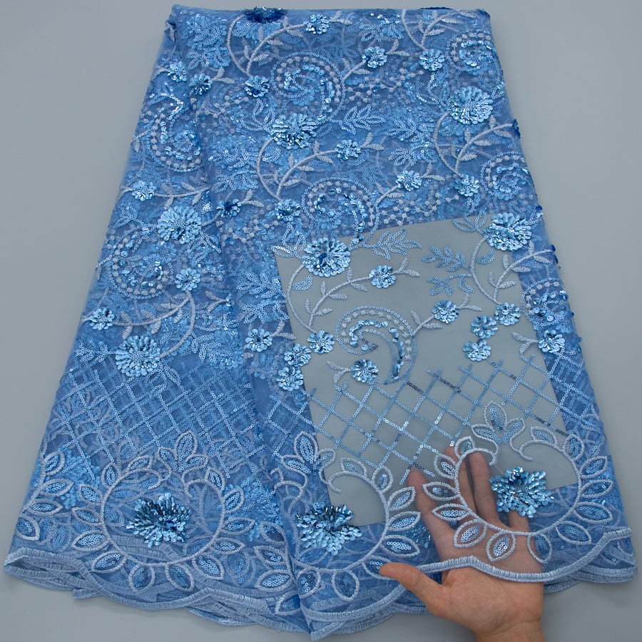 [codex-media-12] African Mesh Lace Fabric, French Net Lace Fabric with Sequins for Sewing Wedding/Party/Prom Dresses image 13