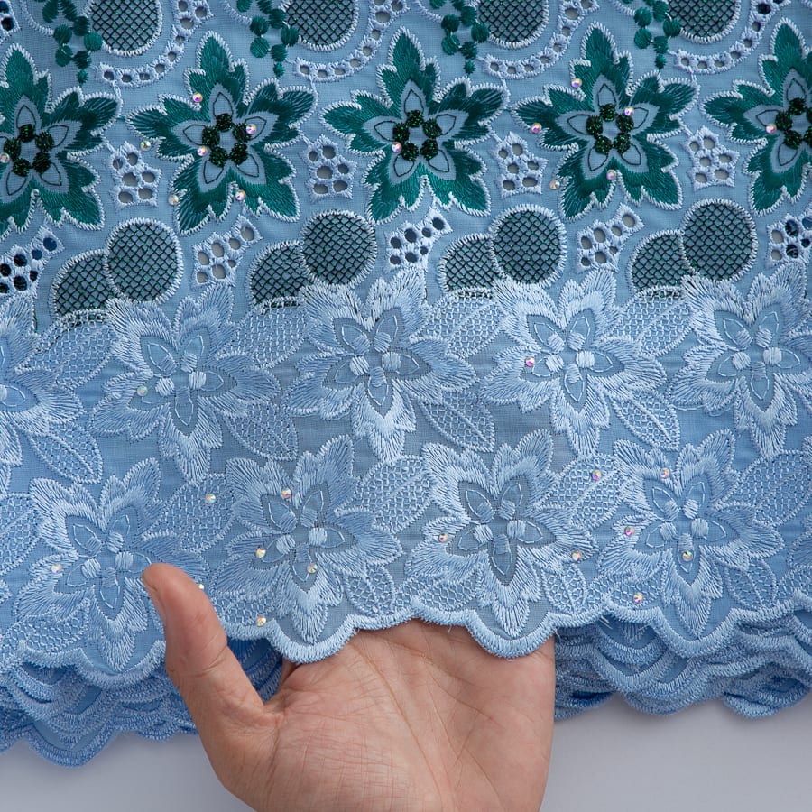 [codex-media-8] Swiss Voile Lace Fabric with Rhinestones, African Cotton Lace Fabric for Sewing Wedding Party/Prom Dresses image 9